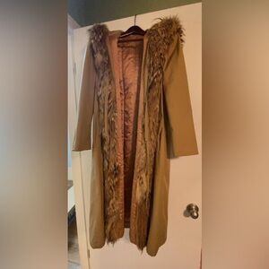 Vintage ILGWU Satin Lined hooded fur coat size 4
